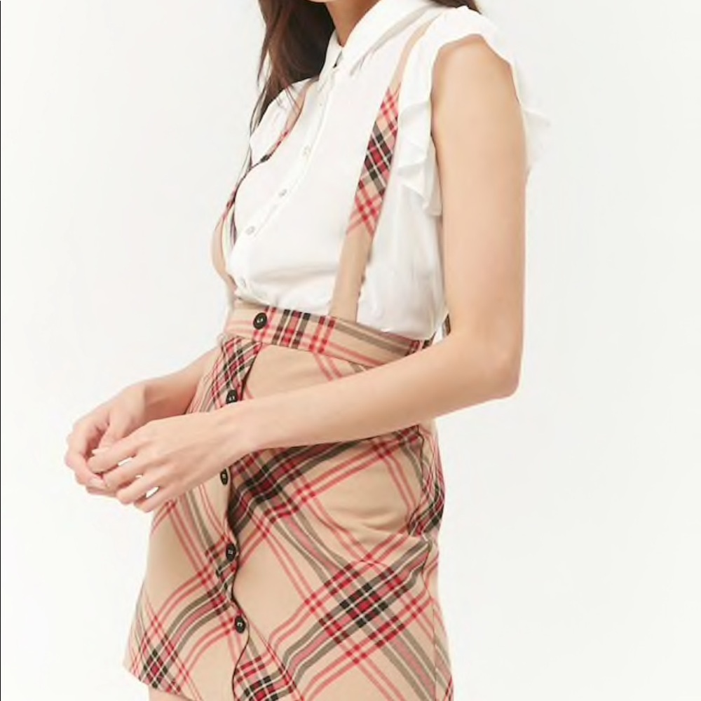 💛🖤FOREVR 21🖤💛 PLAID SKIRT SUSPENDER
